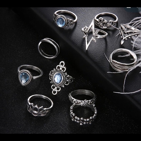 NEW 11pc Retro BoHo Finger Rings - Picture 2 of 9